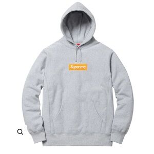 Authentic Supreme Box Orange Logo Hooded Sweatshirt 'Heather Grey'